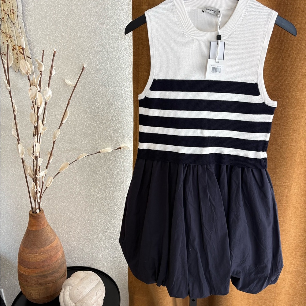 Jonathan Simkhai Black and White Striped Mini Dress